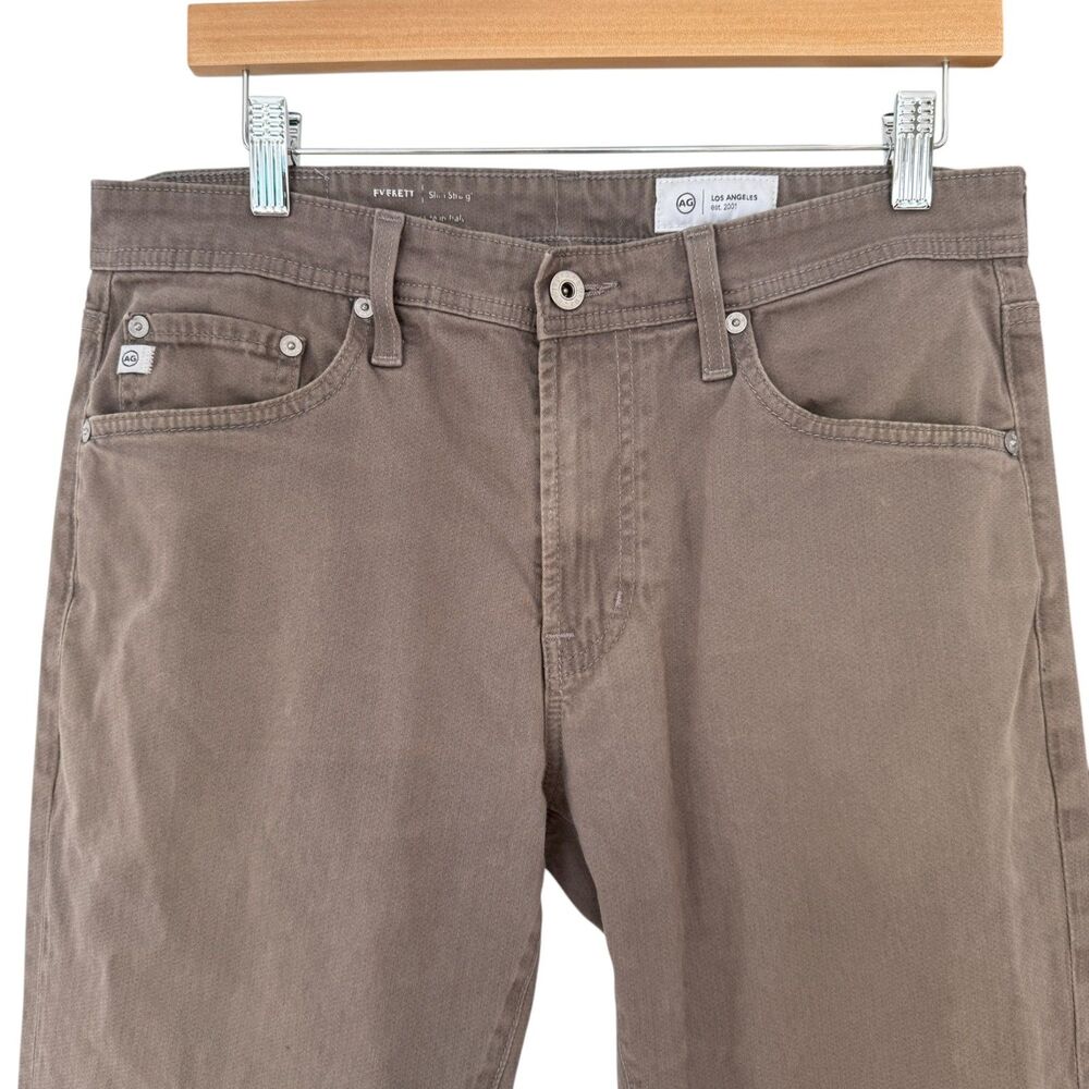 Men's AG Everett‎ Sueded Stretch Sateen Slim Straight Pants | 31x32 | Stone - Picture 2 of 6